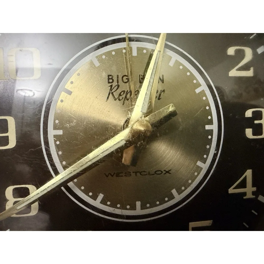 Vintage Westclox Big Ben Repeater Alarm Clock Brass Tone Black Gold Works USA